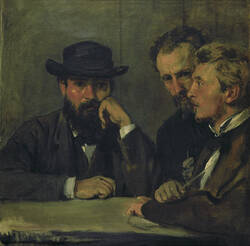 Selbstbildnis mit Hildebrand und Grant