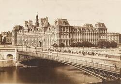 Édouard Baldus, Paris, Blick auf die Pont d’Arcole und das Hôtel de Ville, um 1860